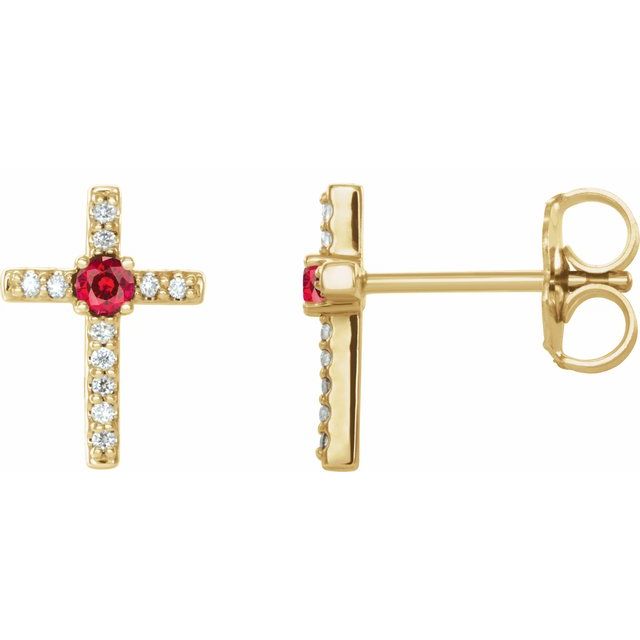 0.05Ct Lab-grown and Natural Diamond Earrings in 14K Yellow Gold
