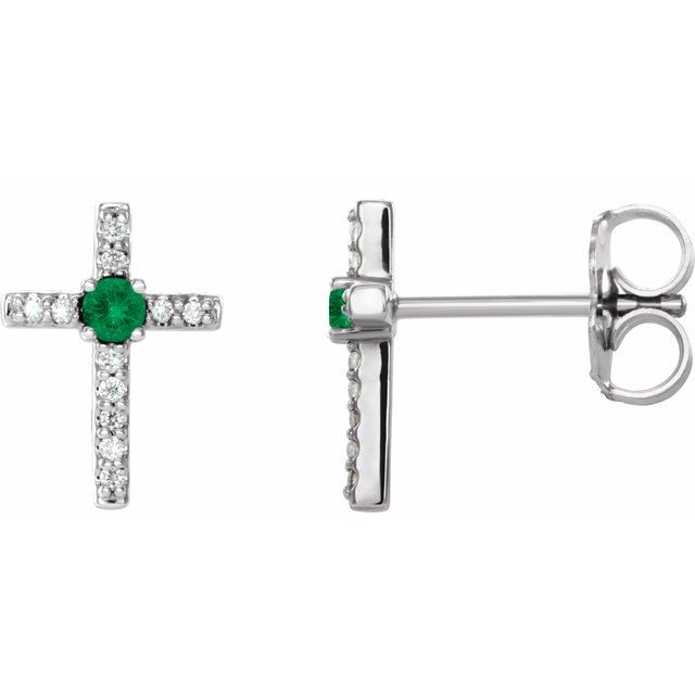 0.05Ct Emerald-Cut Lab-grown and Natural Diamond Earrings in 14K Rose Gold