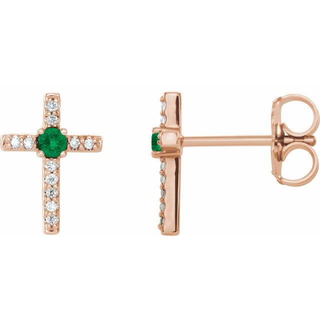 0.05Ct Emerald-Cut Lab-grown and Natural Diamond Earrings in 14K Rose Gold
