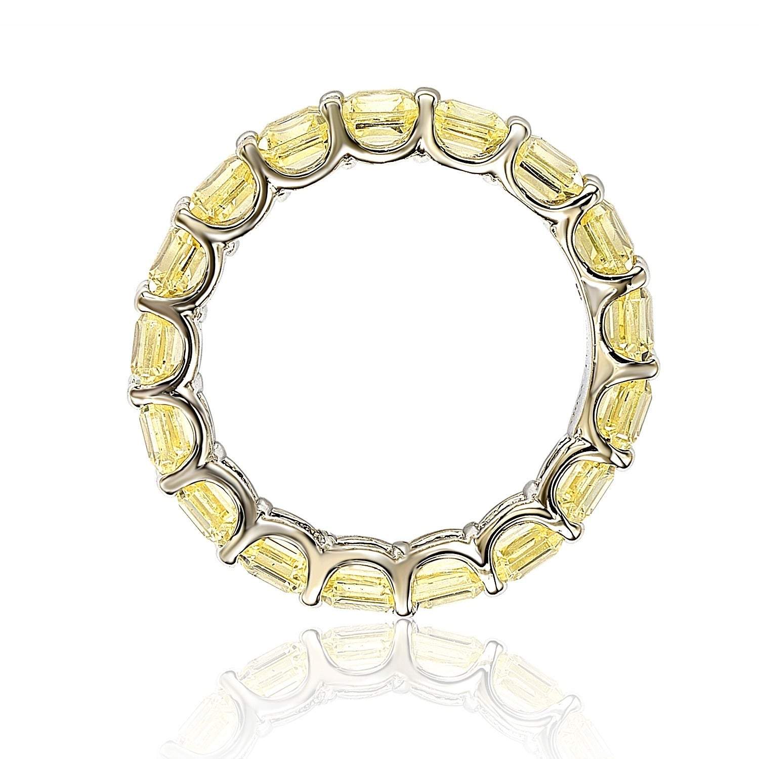 Suzy Levian Sterling Silver Cubic Zirconia Yellow Modern Eternity Band