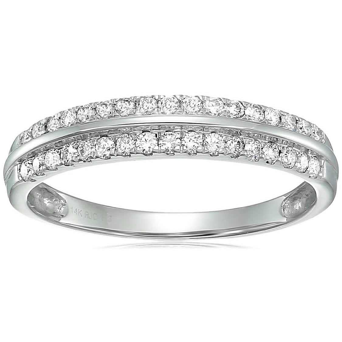 1/3 Cttw Certified I1-I2 Diamond Wedding Band 14K White Gold Prong Set