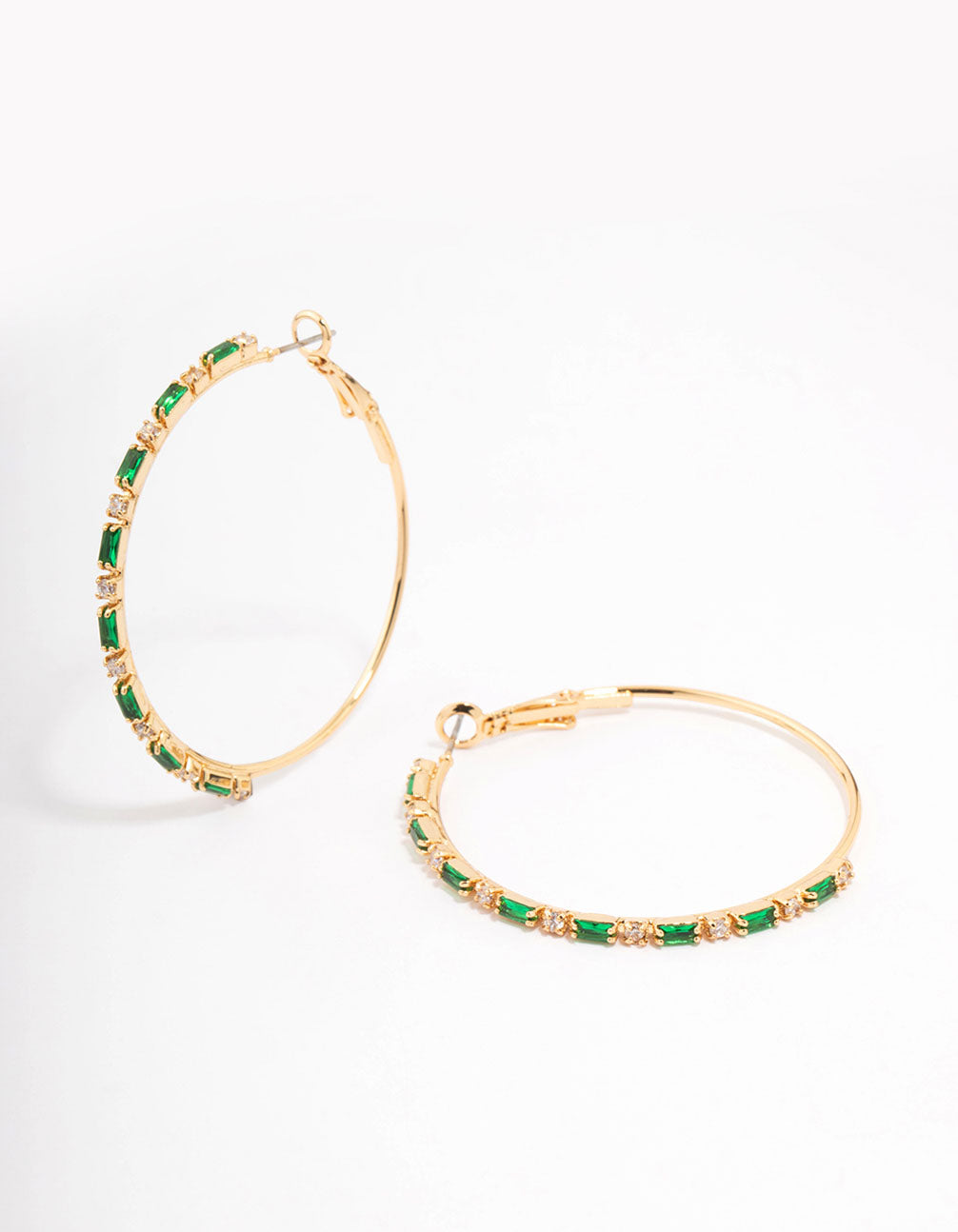 Lovisa - Gold Plated Round & Emerald Baguette Large Hoop Earrings