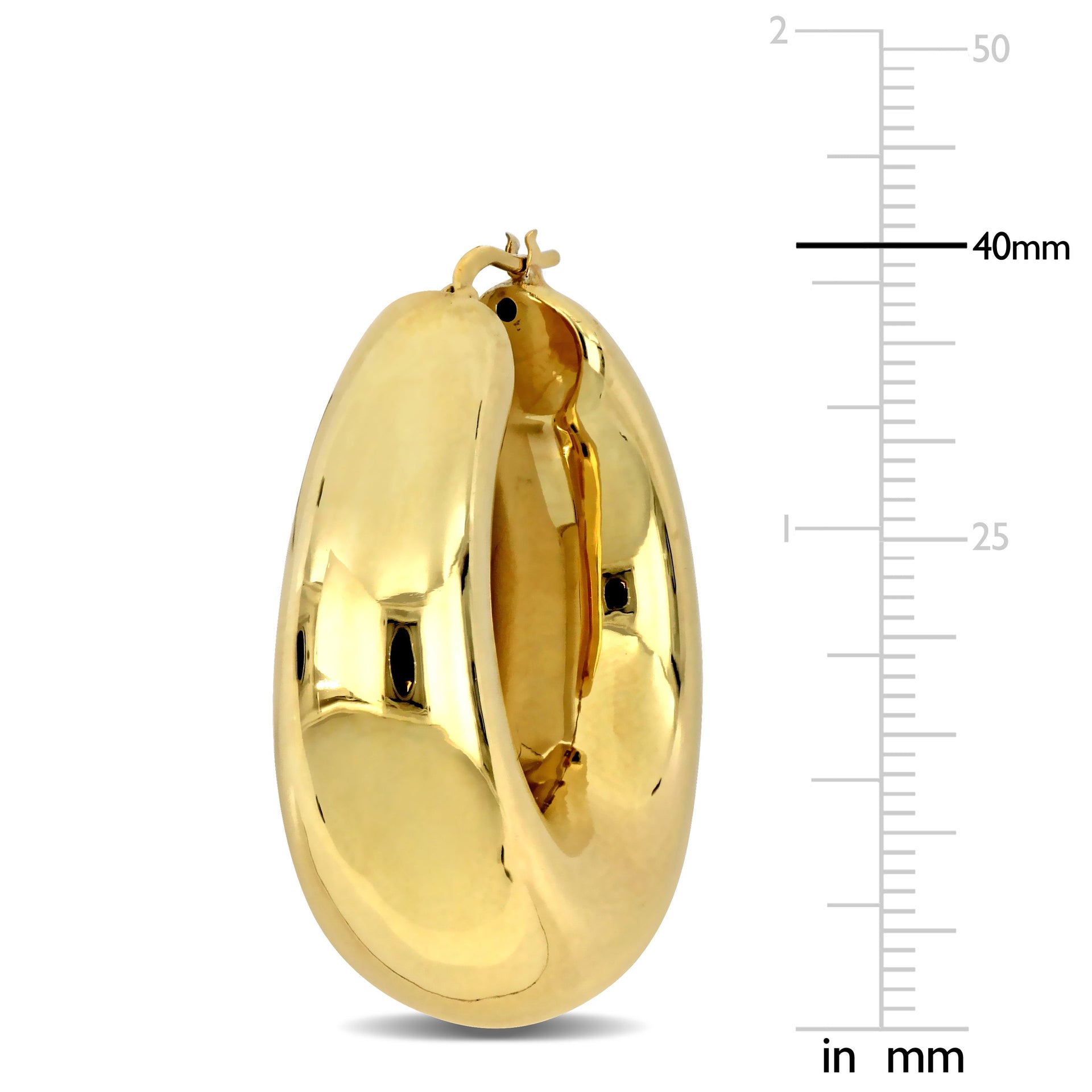 40 MM Polished Hoop Earrings in Yellow Plated Sterling Silver