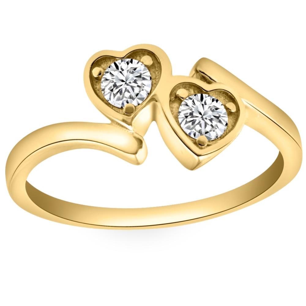 1/3CT Diamond Two Stone Forever Us Heart Ring in White, Yellow, or Rose Gold