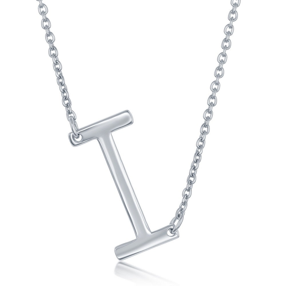 Sterling Silver Sideways Initial Necklace