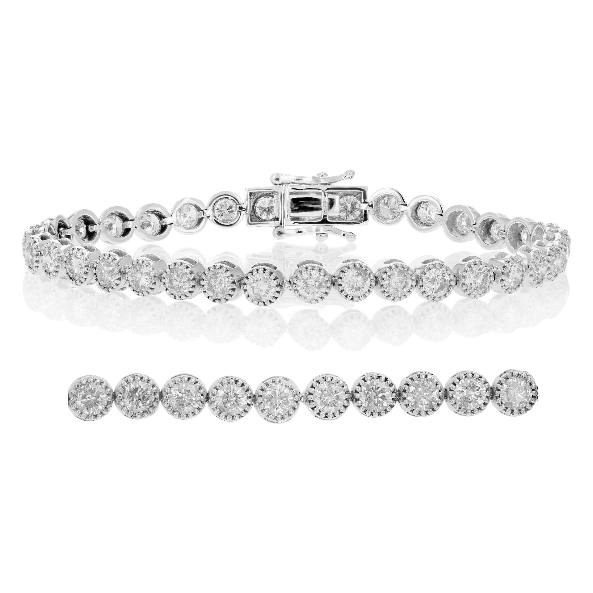 6 cttw I1-I2 Certified Diamond Bracelet 14K White Gold J-K with Milgrain 7 Inch