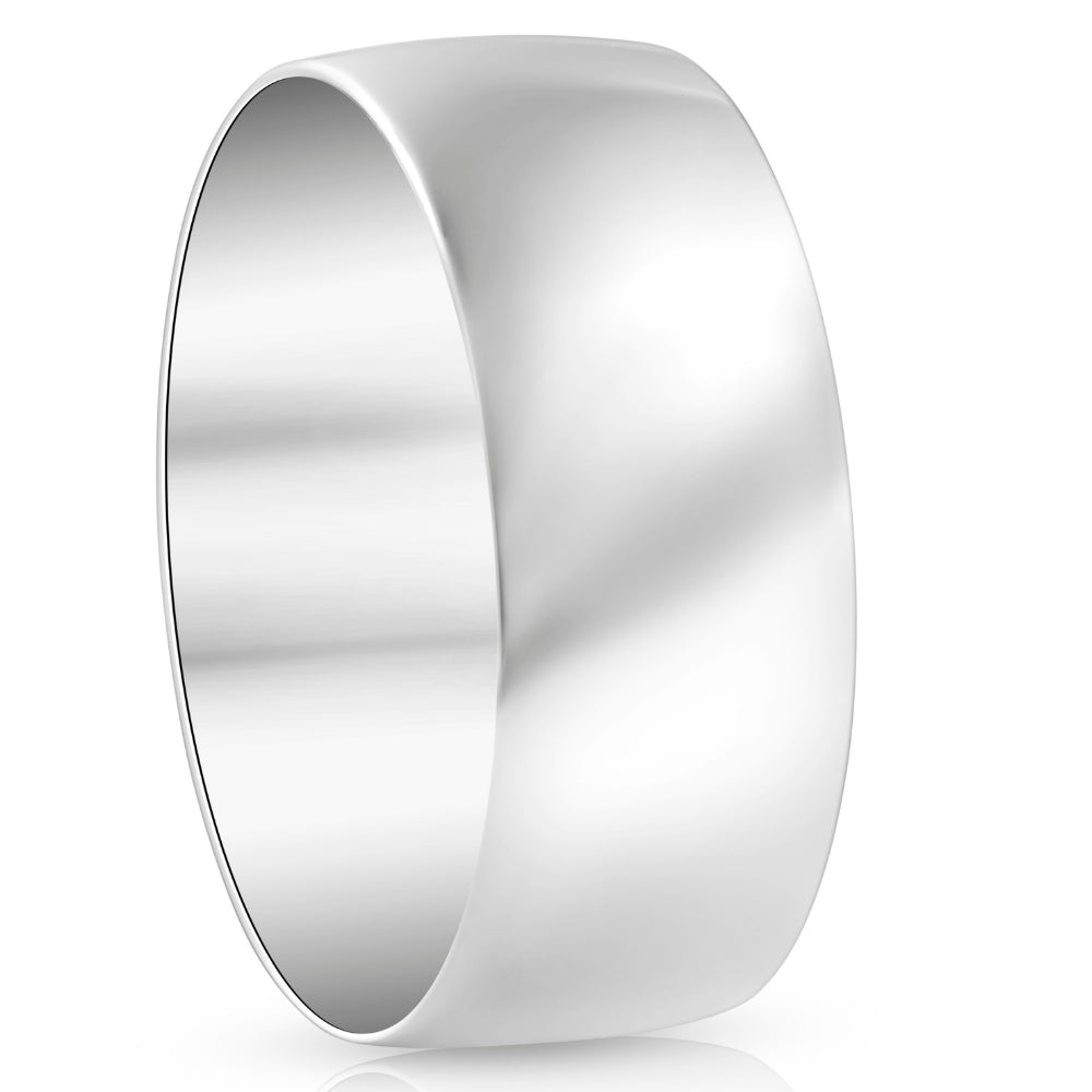 8mm Dome High Polished Wedding Band 950 Platinum Size Selectable