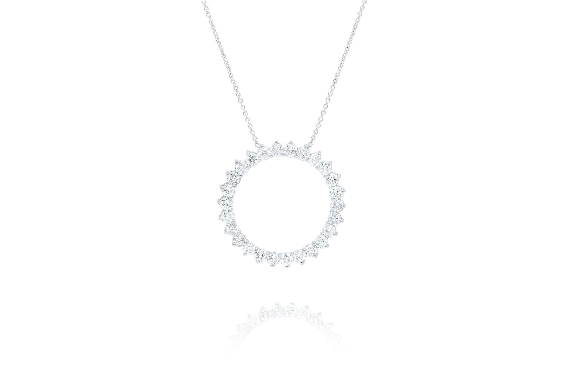 14kt white gold diamond pendant with ring-shaped design adorned with 1.30 cts tw round diamonds