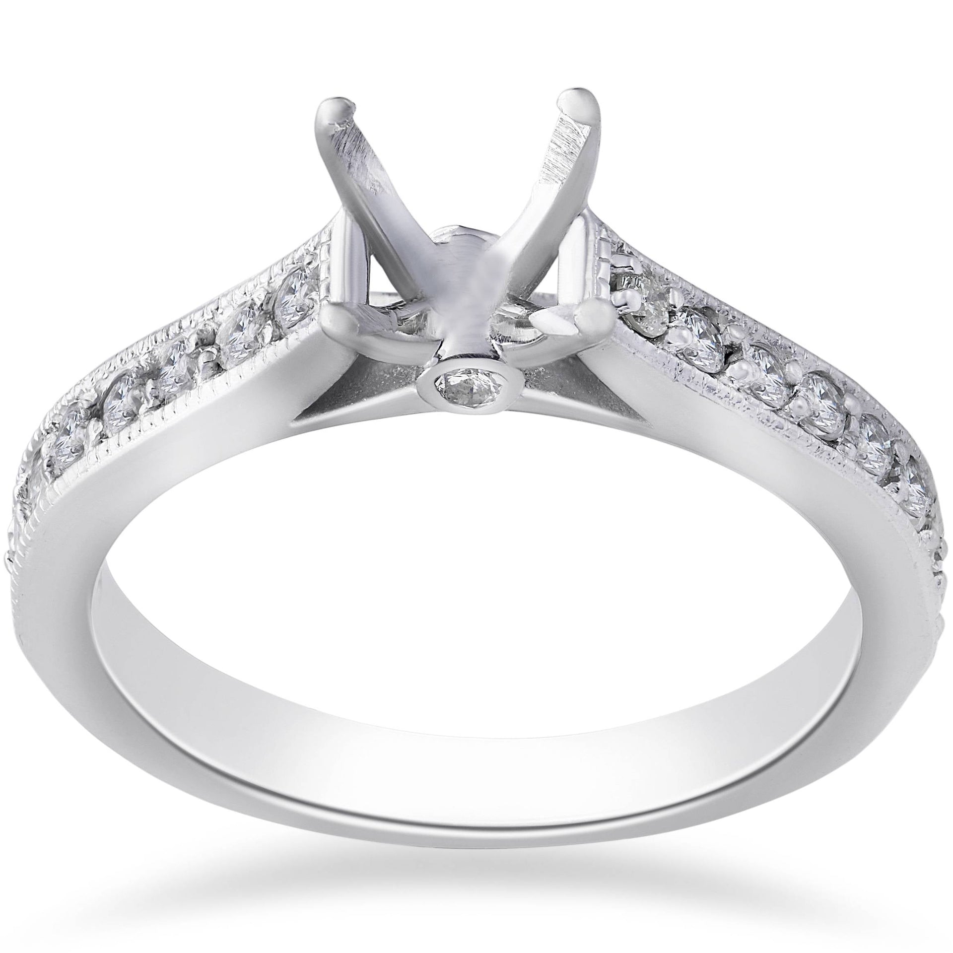 1/3ct Diamond Engagement Semi Mount Ring 14K White Gold
