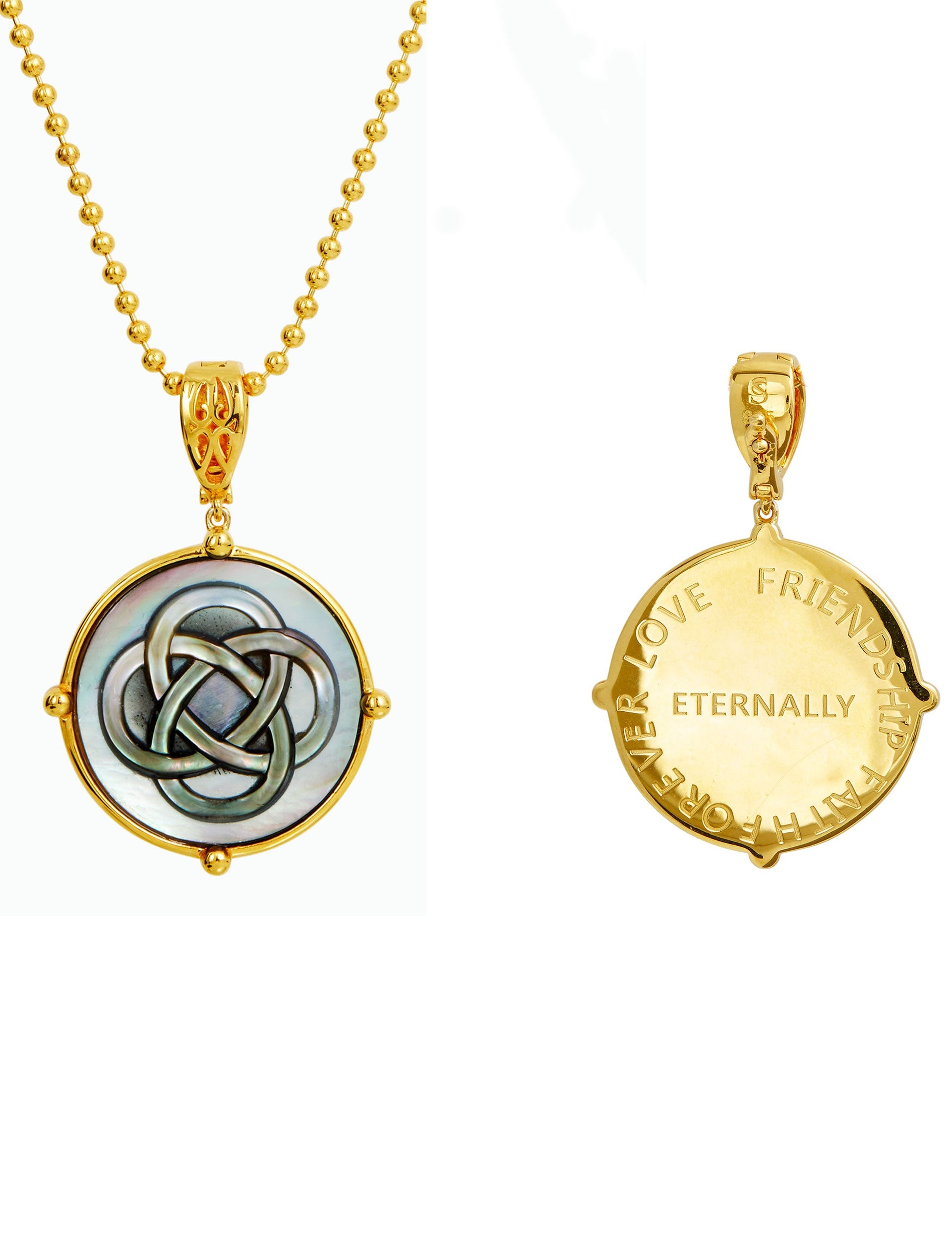 18K Gld Vermeil black MOP pend