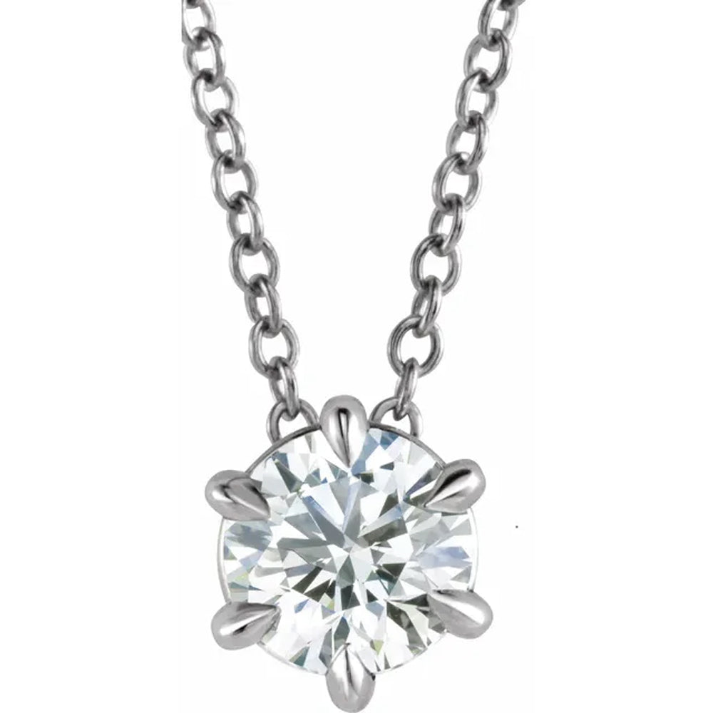 14K White Gold 3/8 ct Floating Solitaire Round Diamond Pendant Necklace