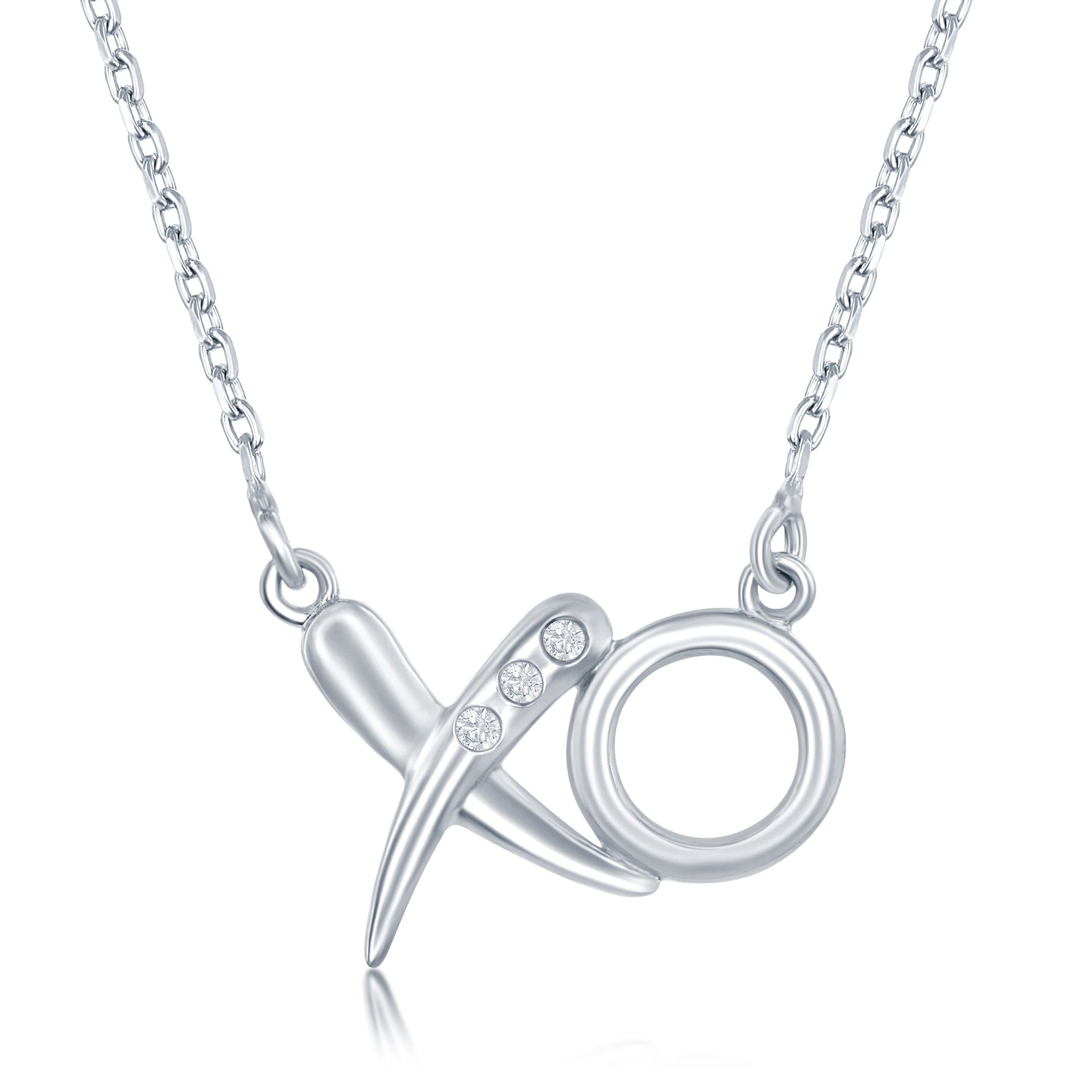 Sterling Silver 0.03cttw Diamond 'XO' Necklace