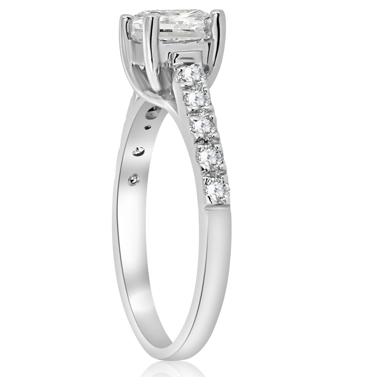 1 1/4ct Vintage Diamond Princess Cut Engagement Ring 14K White Gold