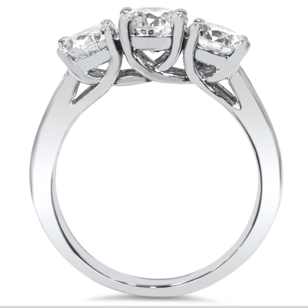 2 CT Diamond Three Stone Ring 14K White Gold