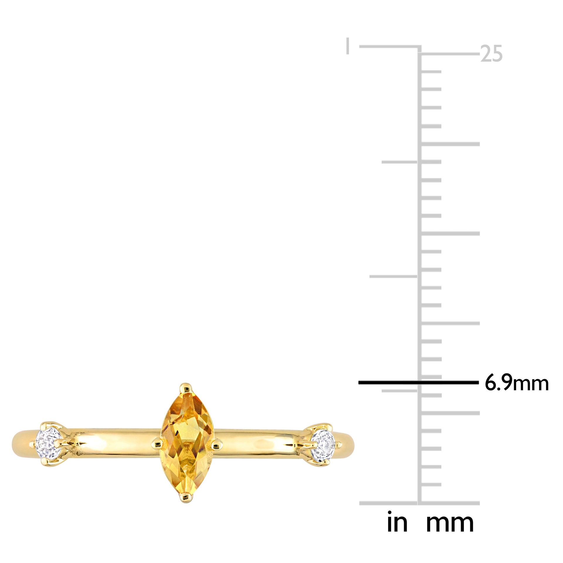 1/3 CT TGW Marquise Citrine and White Topaz Stackable Ring in 10k Yellow Gold