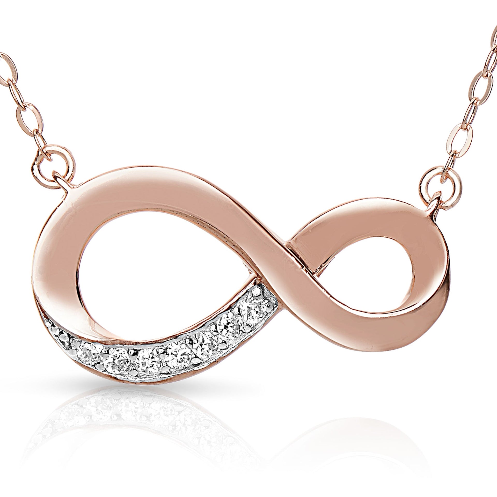 Sterling Silver Black Plated Black Cubic Zirconia Infinity Charm Necklace