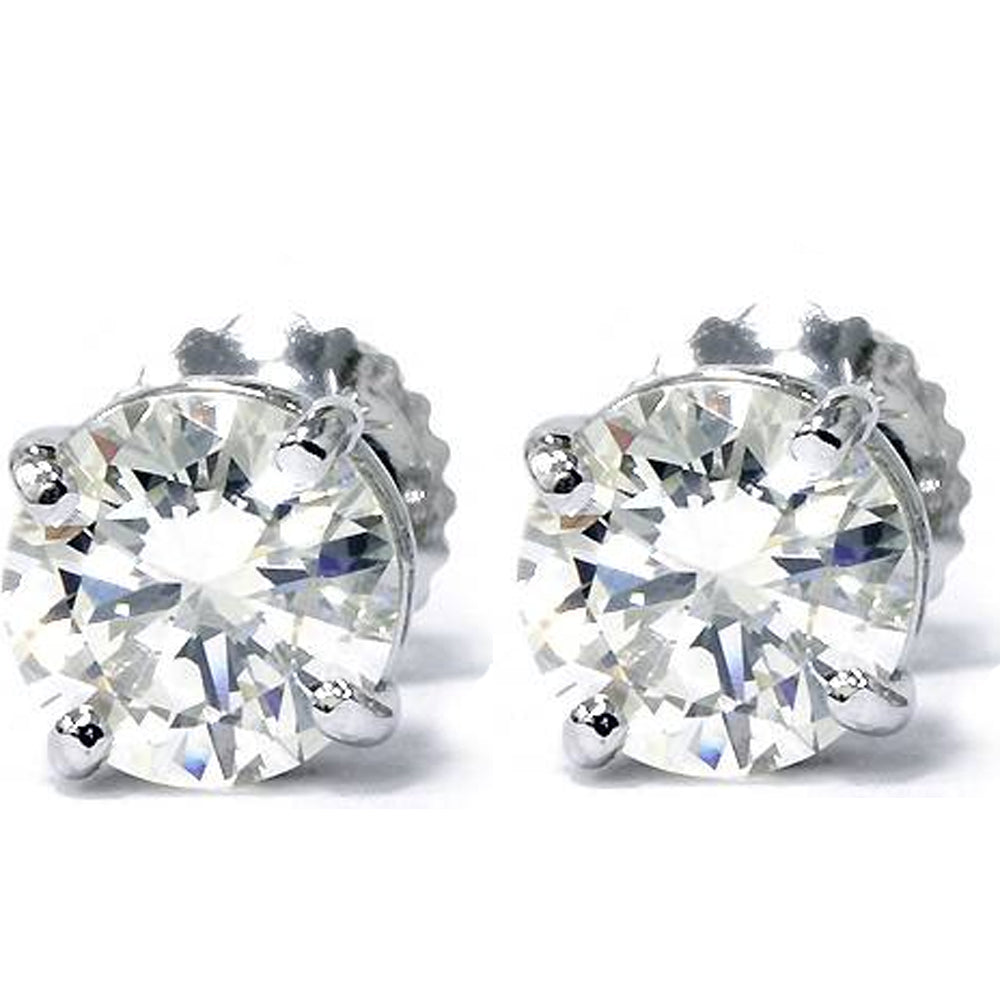 1.40ct Diamond Studs 14K White Gold Screw Back
