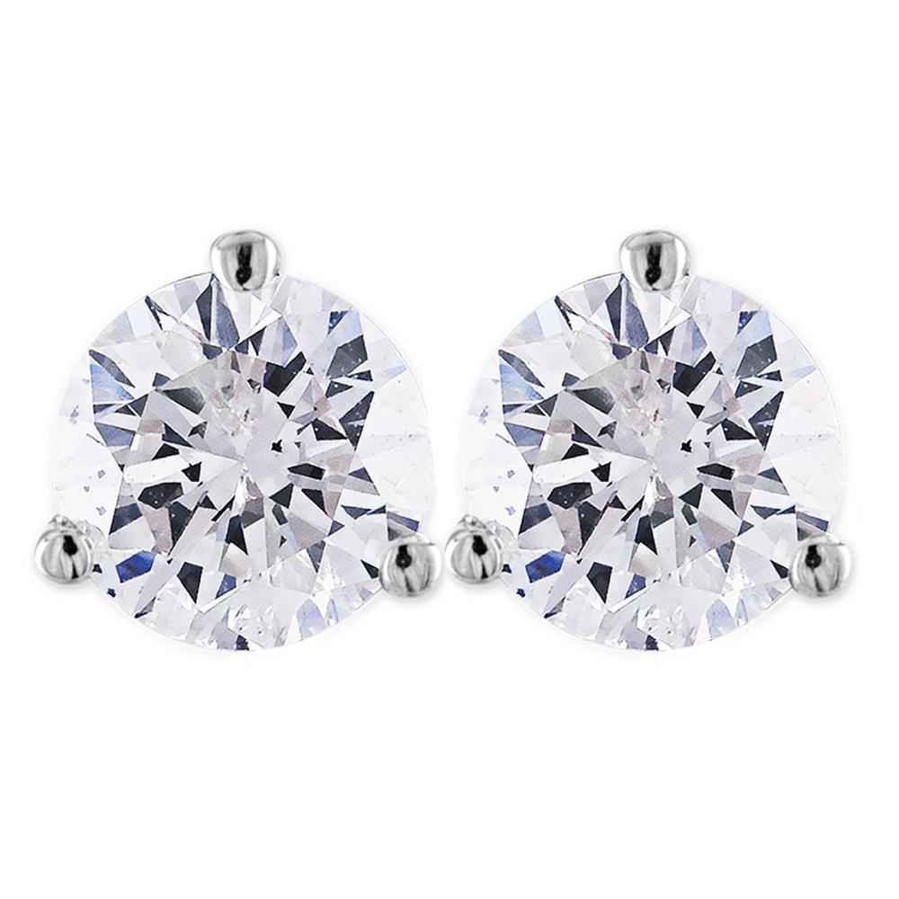 1ct Martini Screw Back Diamond Studs 14K White Gold