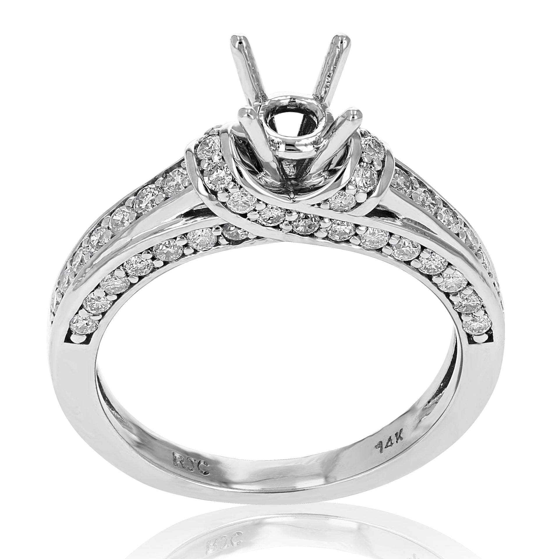 1 cttw Semi Mount Diamond Engagement Ring 14K White Gold Round Bridal