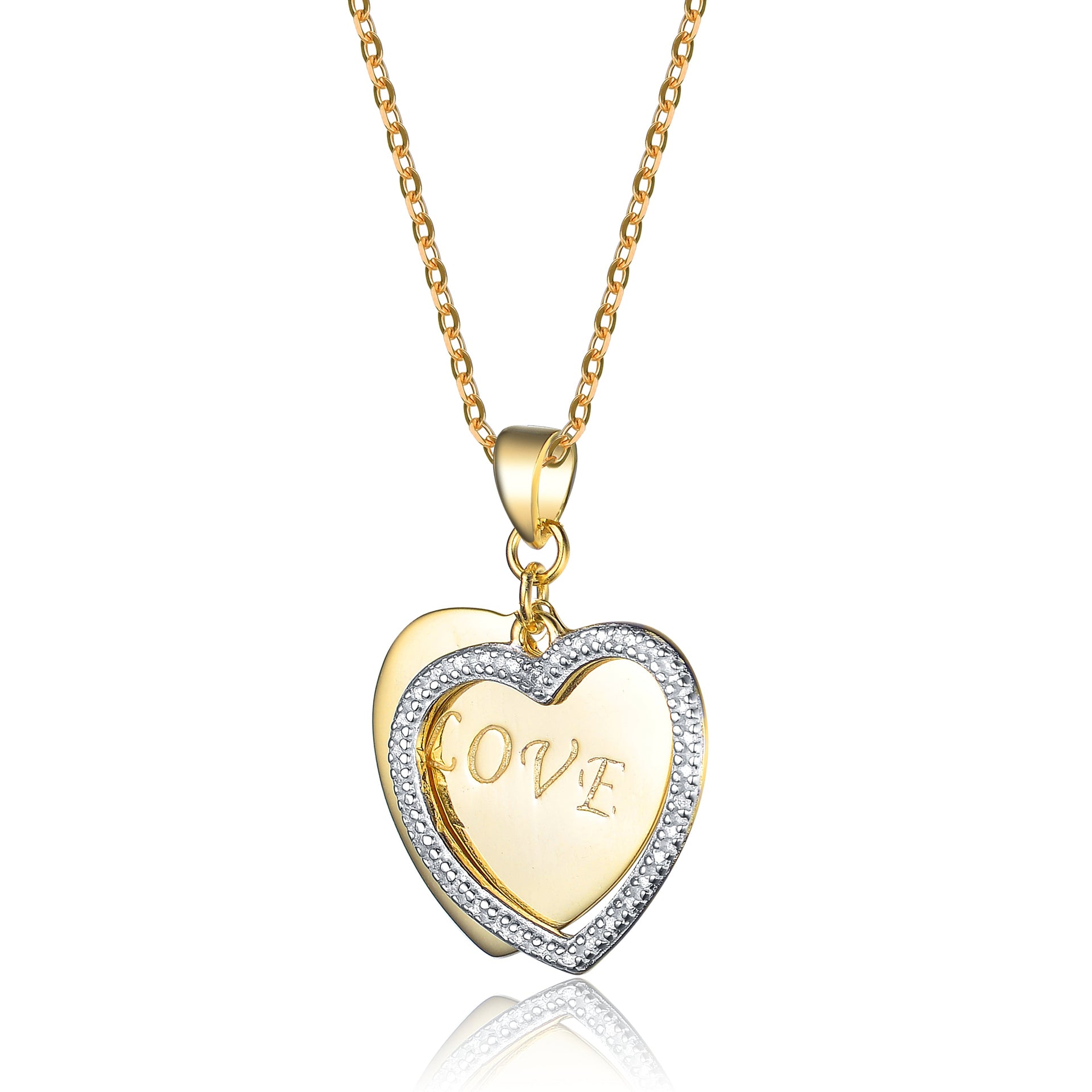 Sterling Silver Two Tone 'love' Heart Pendnat