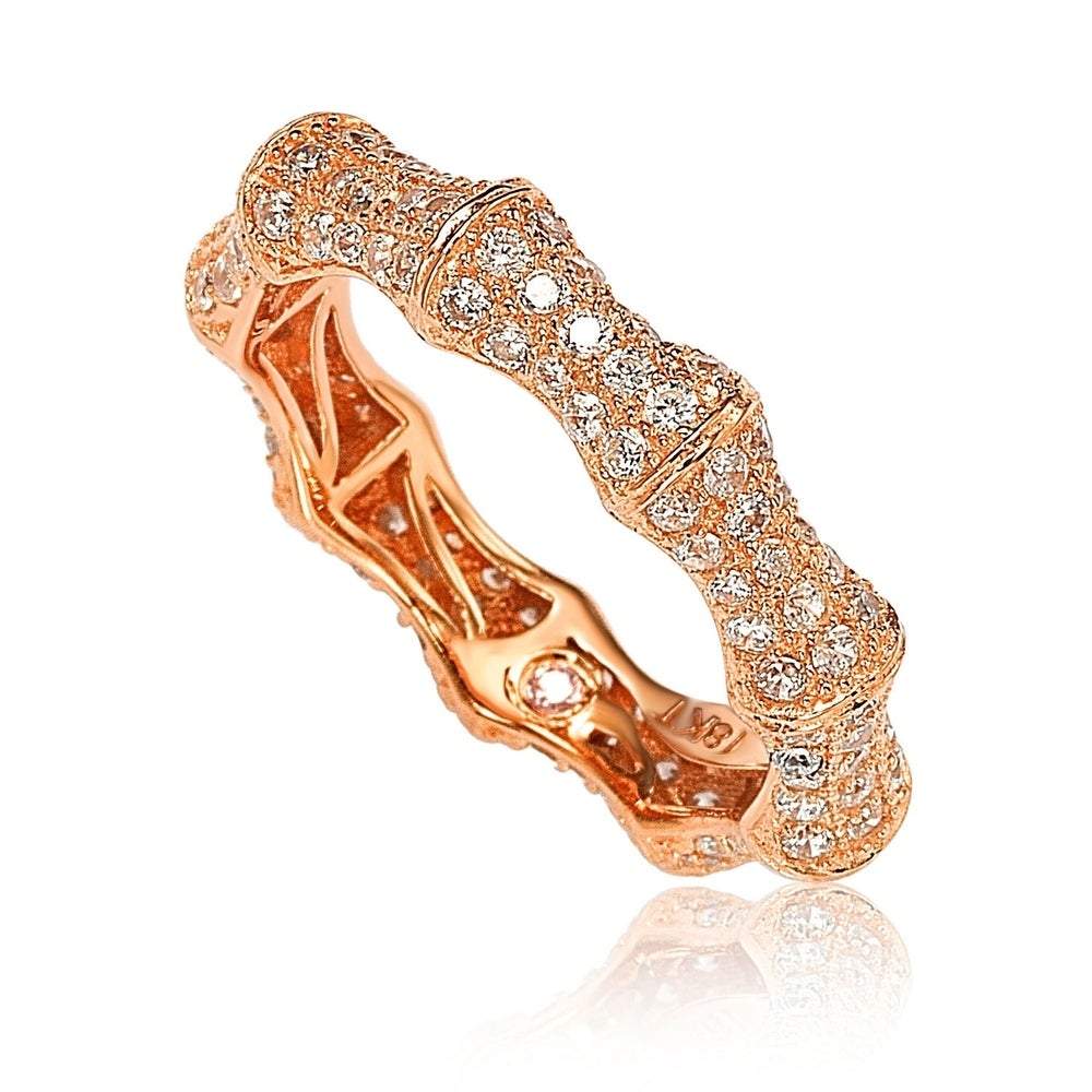 Suzy Levian Rosed Sterling Silver Cubic Zirconia Eternity Band - Pink