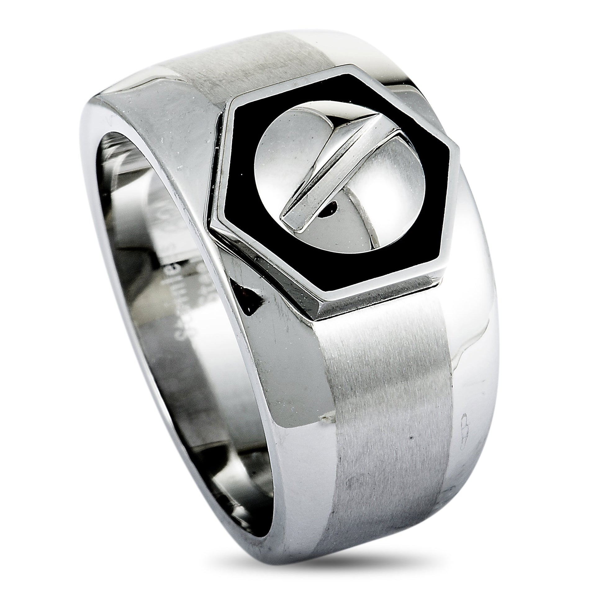 Rotonde Stainless Steel Black Epoxy Band Ring
