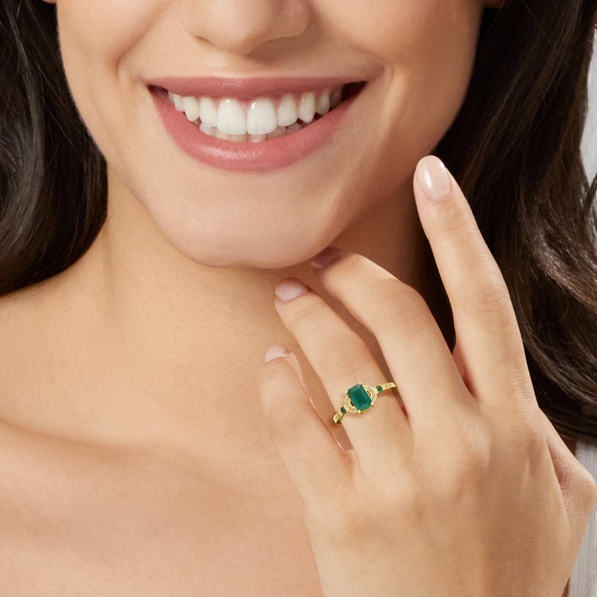 Canaria Emerald Ring With Diamond Accents in 10kt Yellow Gold