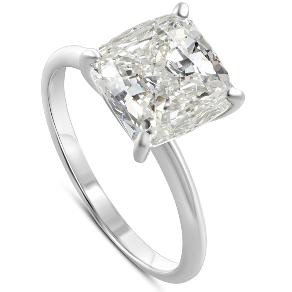 4.39 CT Cushion Diamond GIA Certified Solitaire Engagement Ring 14k White Gold