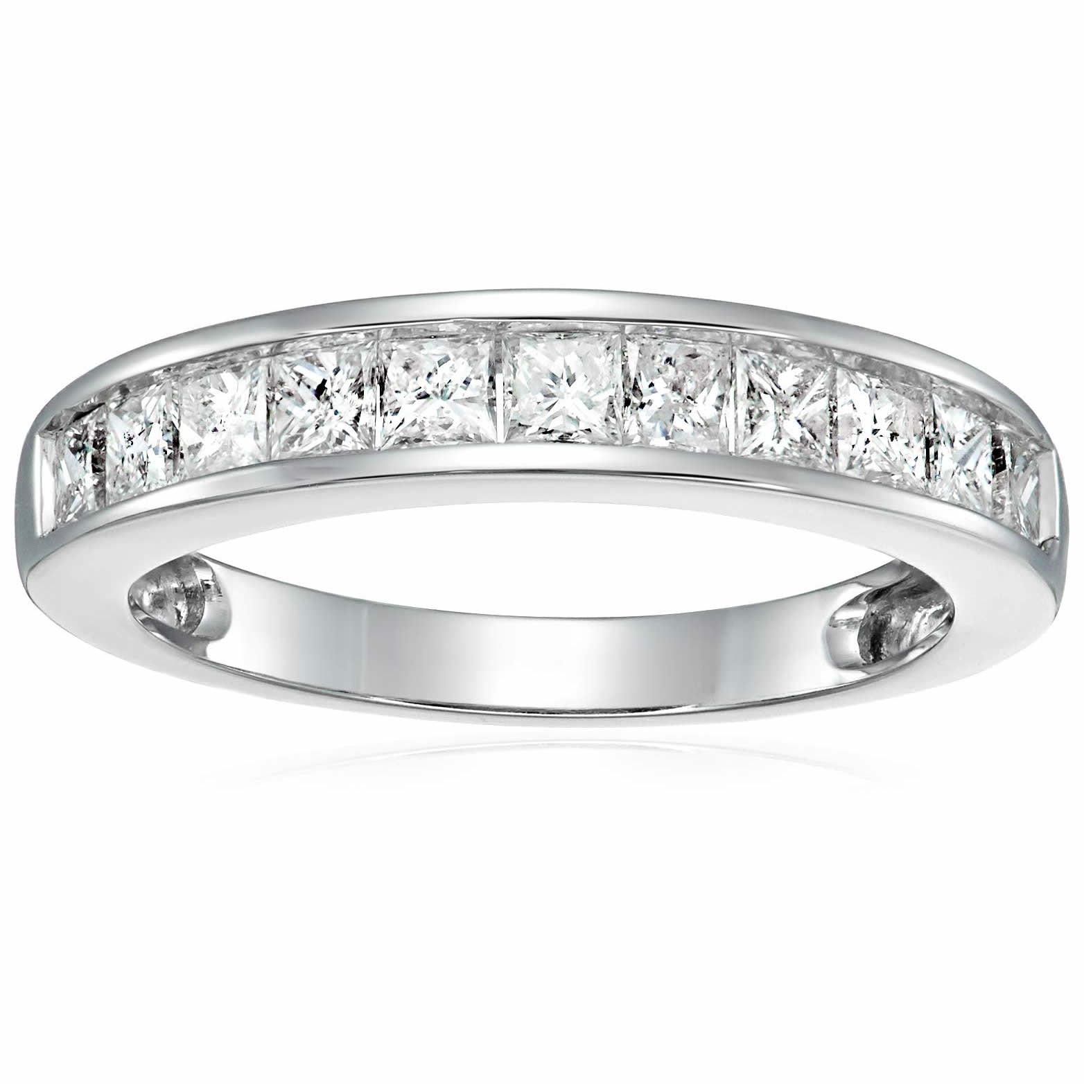1 Cttw Princess Cut Diamond Wedding Band 14K Gold Channel Set
