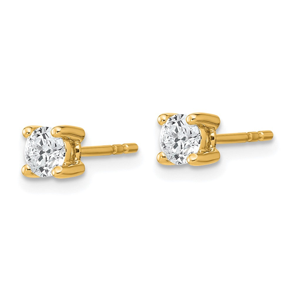 14k Yellow Gold 1/2 CT Round Lab Grown Diamond Stud Earrings VS Clarity D-E Color