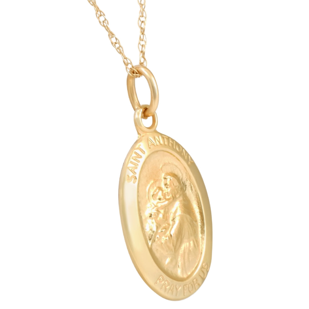 14k Yellow Gold St. Anthony Medal Pendant .5' Tall 1.5 Grams