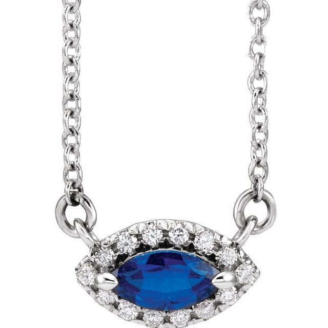 0.05Ct Lab-grown and Natural Diamond Halo Necklace in 14K White Gold