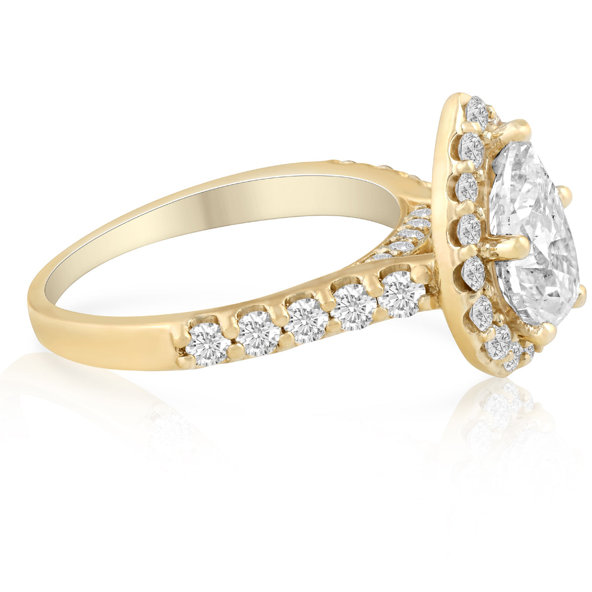 2 Ct Pear Shape Halo Diamond Engagement Ring 14k Yellow Gold