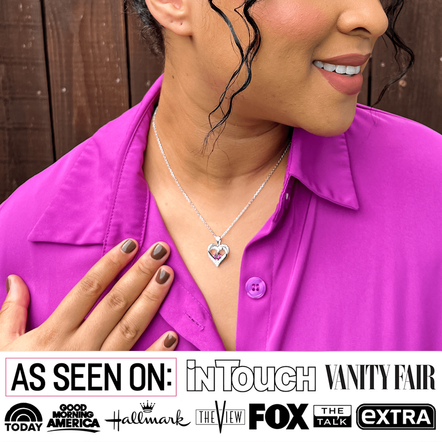 Forever Birthstone 18k White Gold Plated Double Heart Necklace with Swarovski Crystals