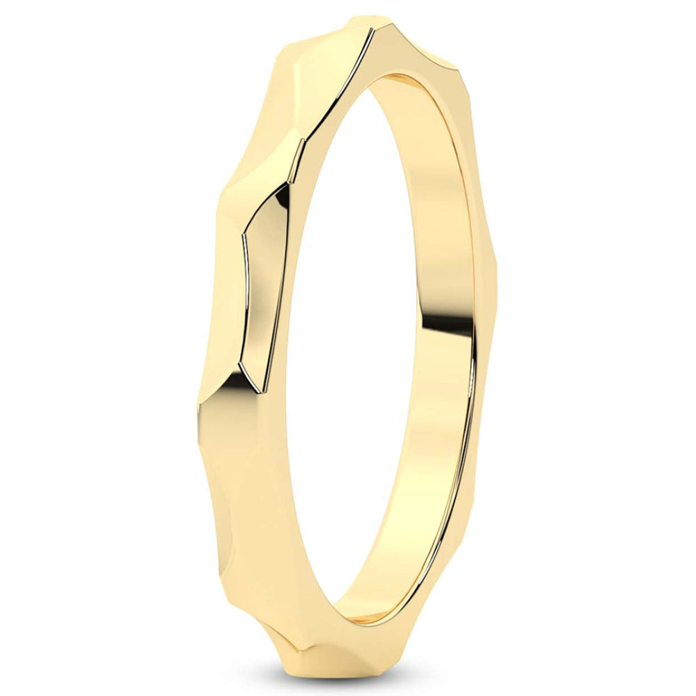 14k Gold Geometric Stackable Wedding Band Women's Anniversary Ring