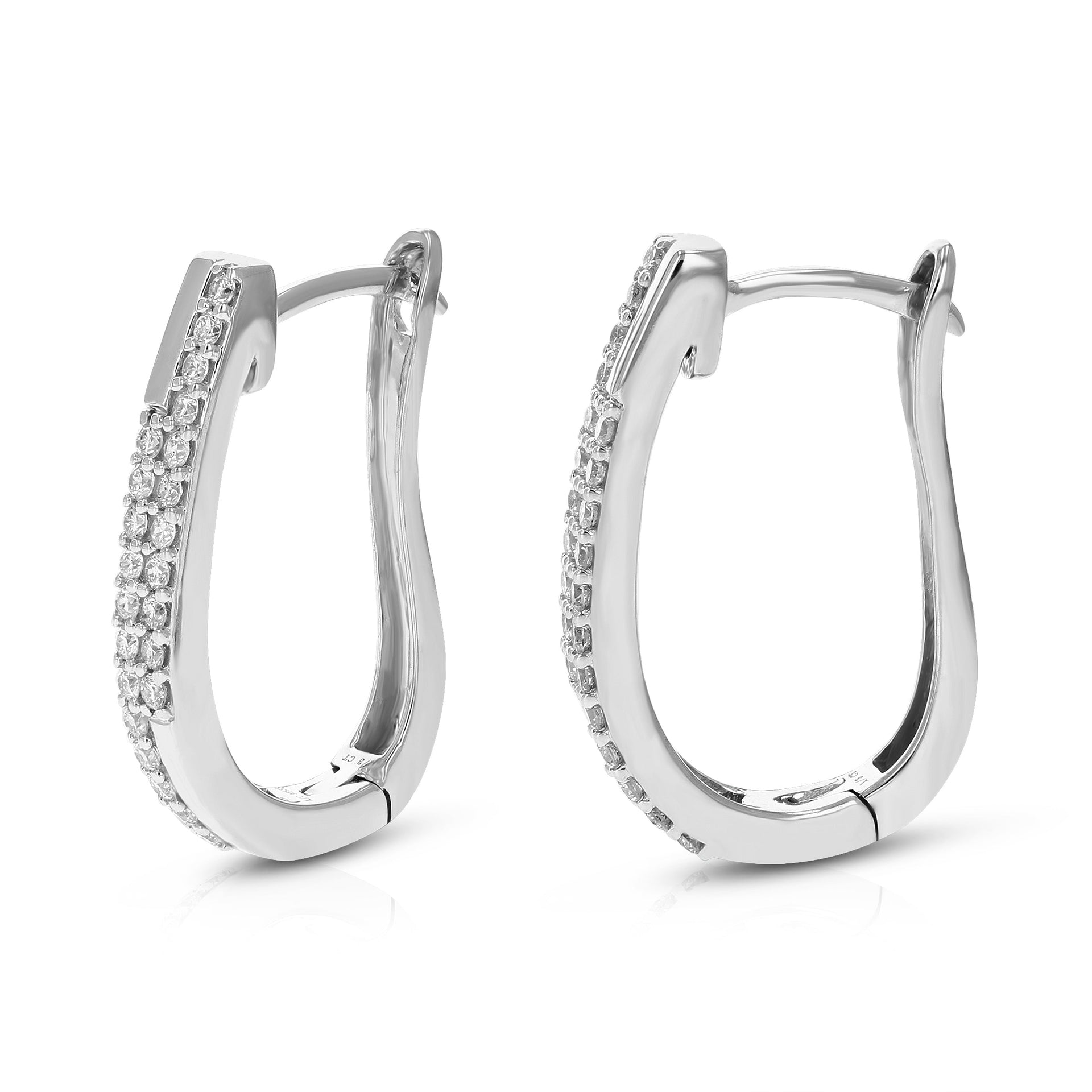 1/3 cttw Round Lab Grown Diamond Hoop Earrings in .925 Sterling Silver Prong Set 3/4 Inch