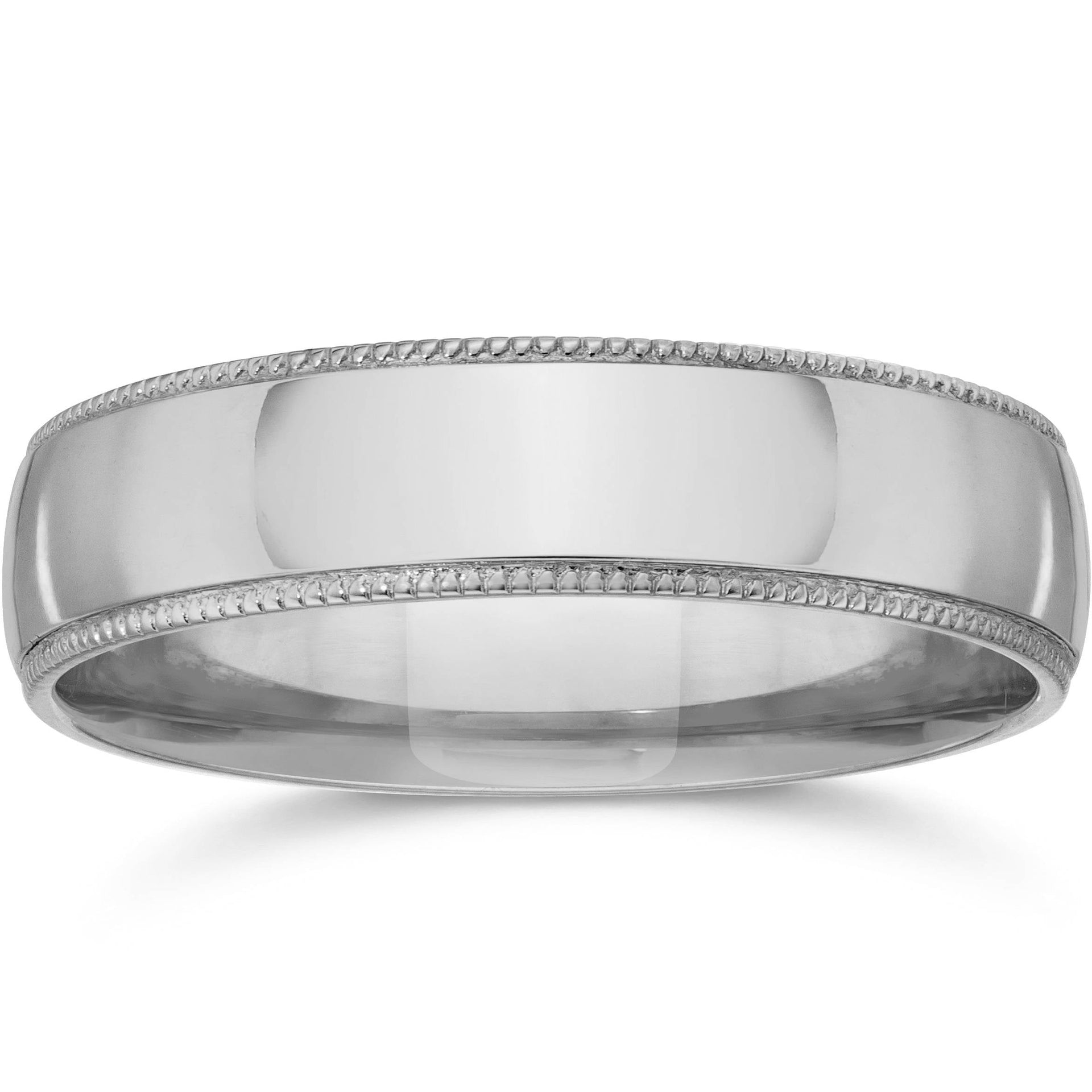 4mm Milgrain Wedding Band 14K White Gold Size Selectable