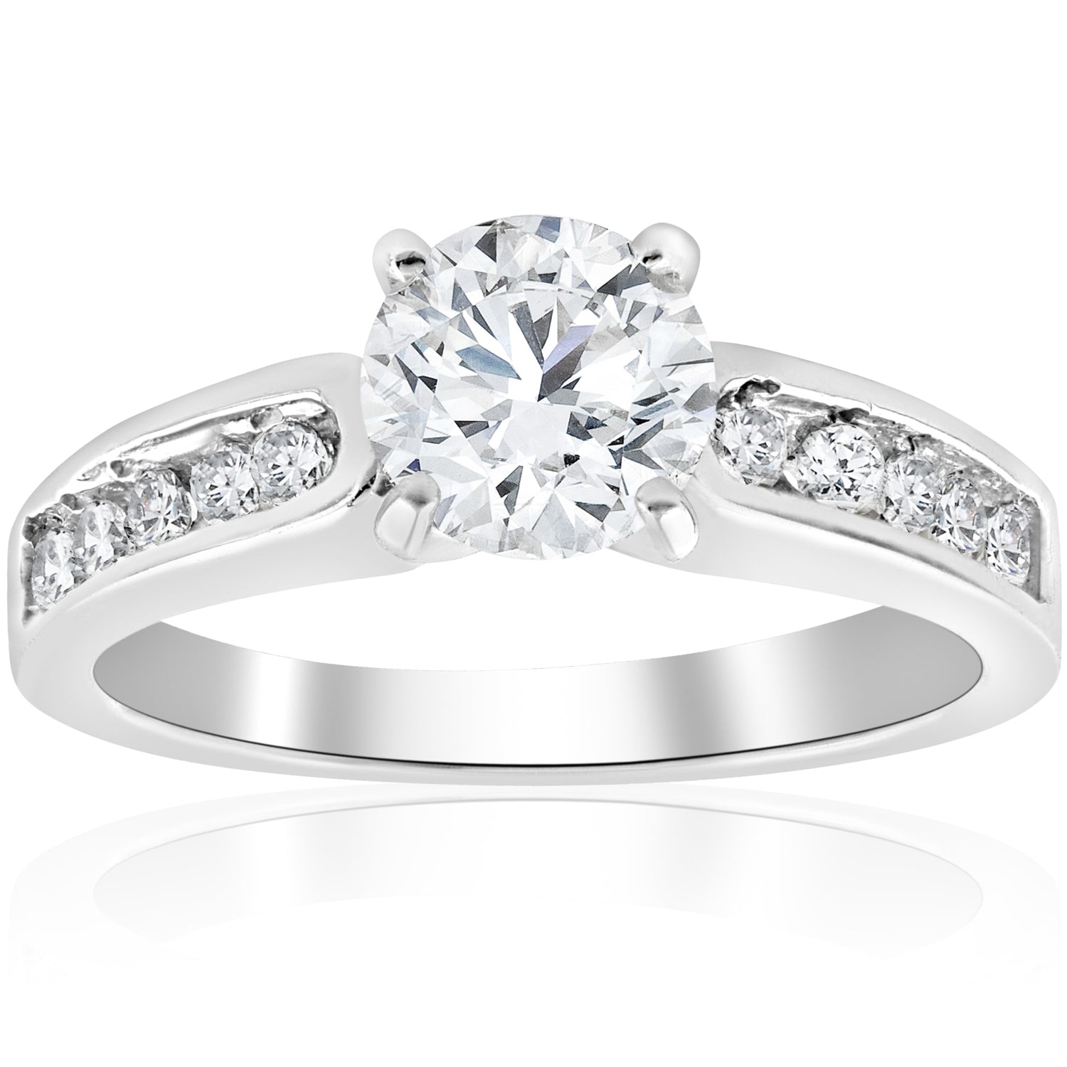 2 ct Diamond Engagement Ring 14K White Gold Channel Set