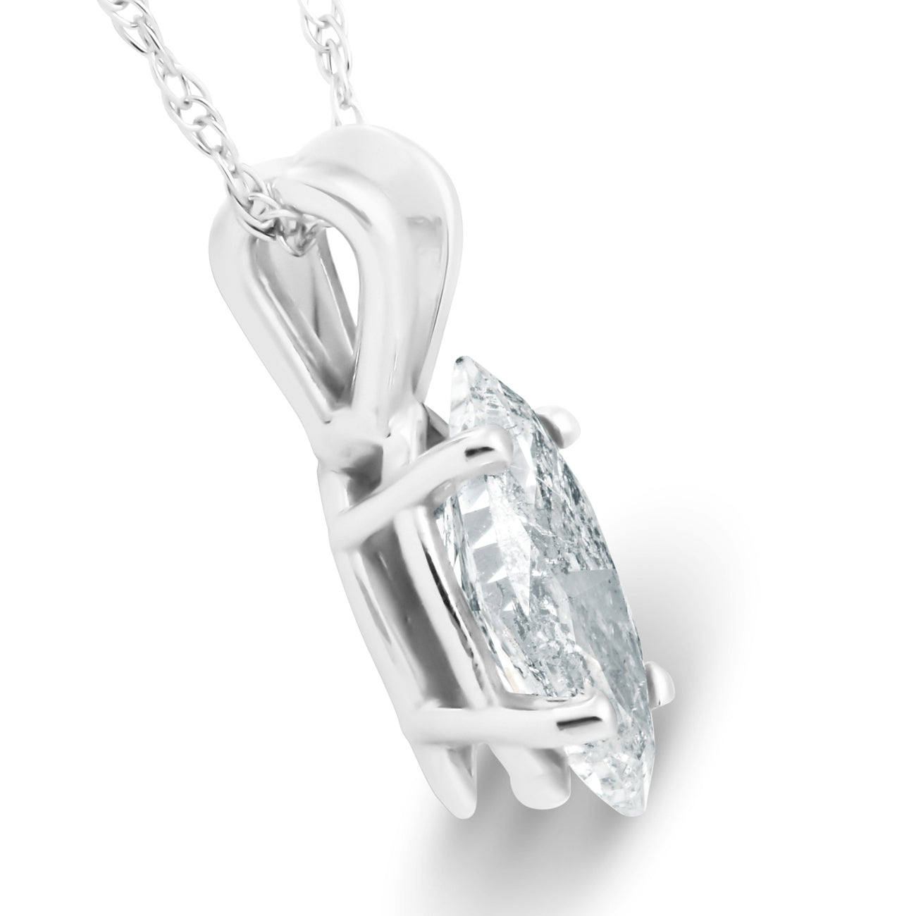 1/2 CT Fancy Marquise Diamond Solitaire Pendant 14K White Gold