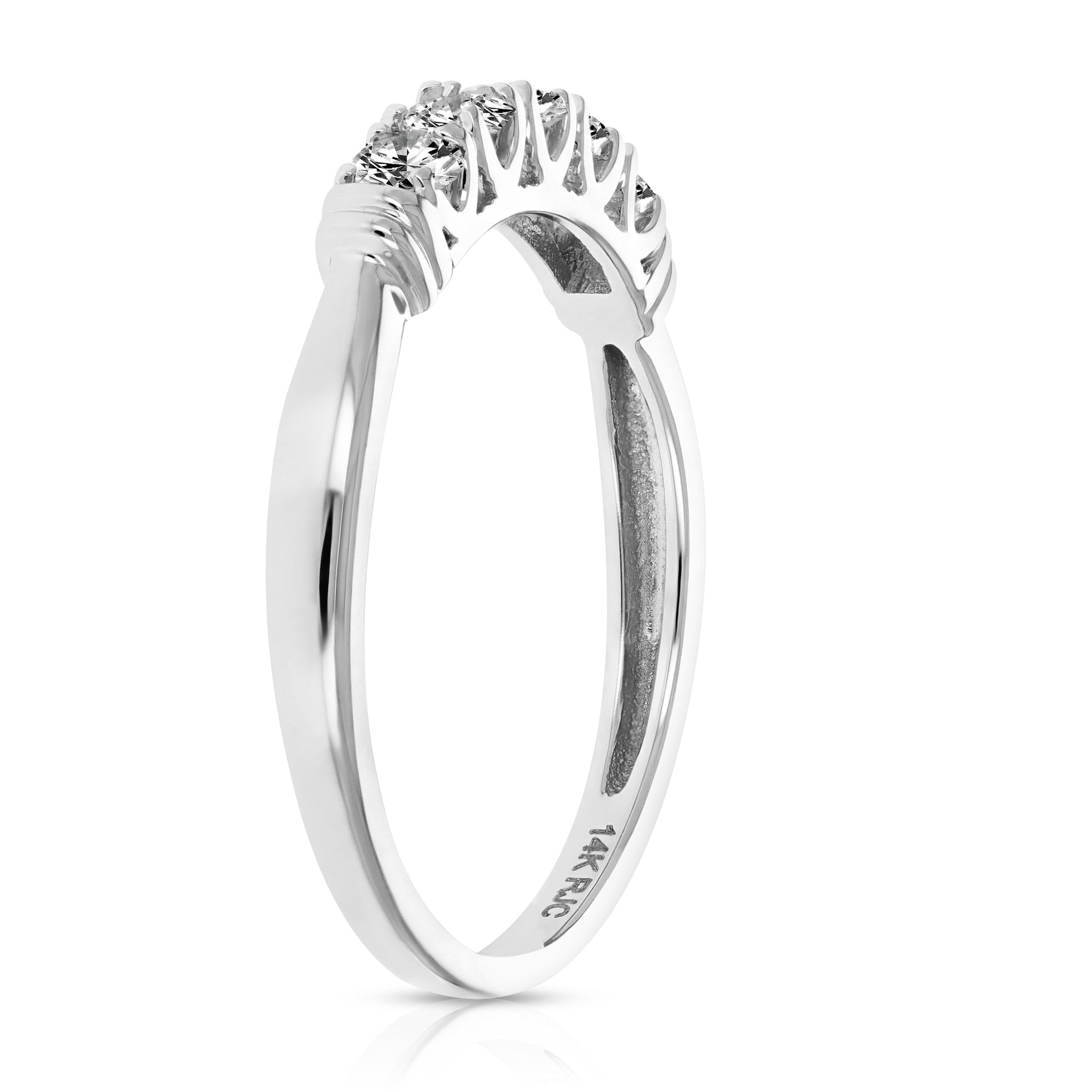 1/2 cttw 5 Stone Diamond Ring Engagement Bridal 10K White Gold Round Prong