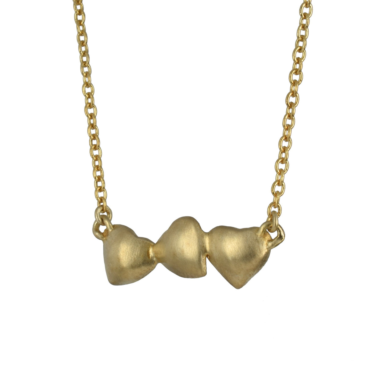 10 K pink and yellow gold dancing hearts on a chain