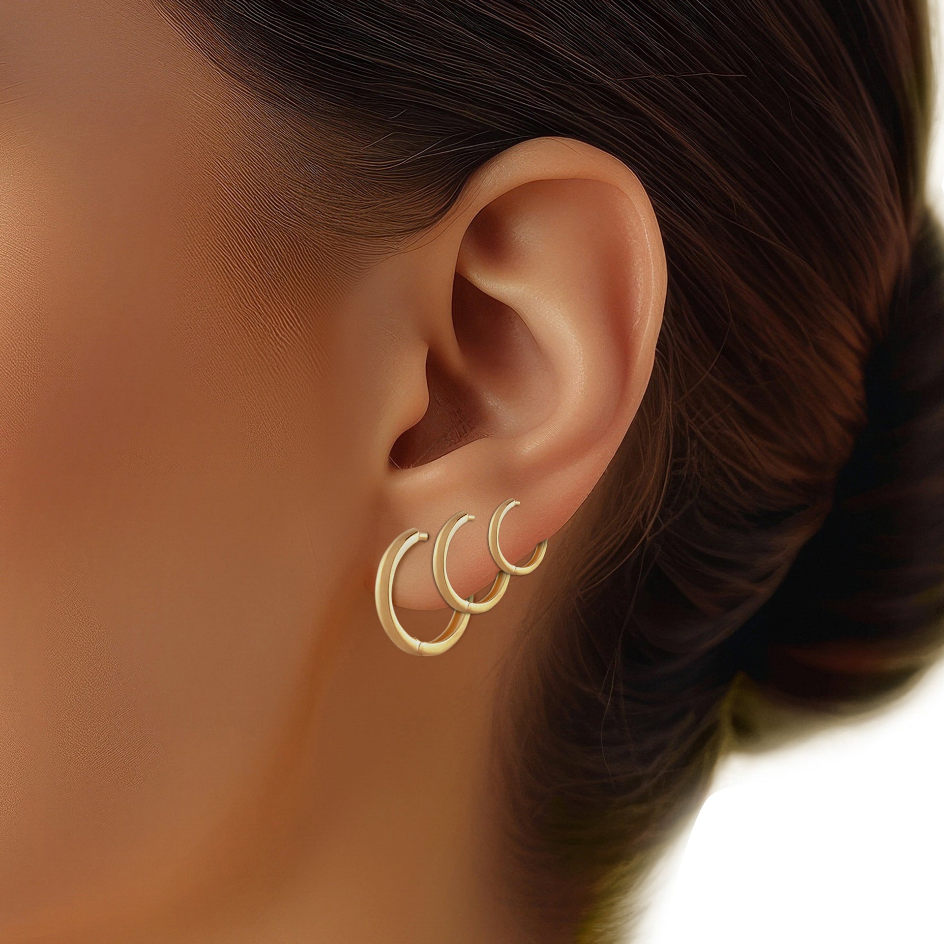 16mm 14k Gold Domed Huggie Hoop Earrings