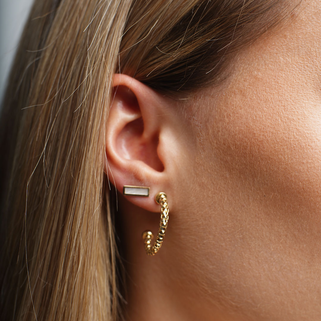 Gold Box Chain Hoop Earrings