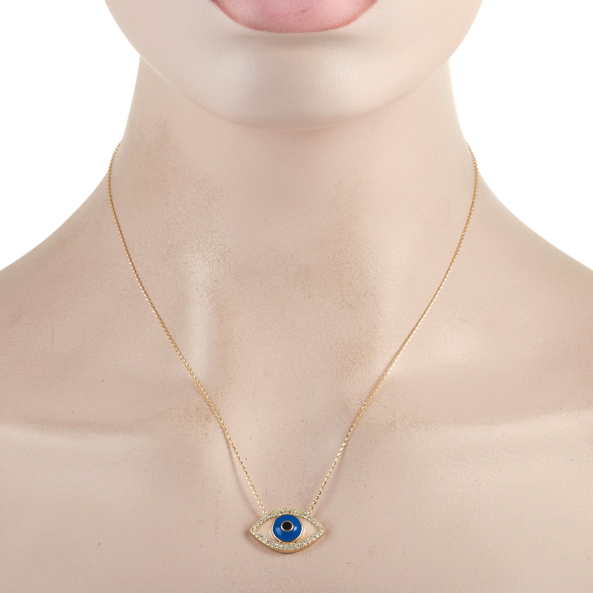 14K Yellow Gold 0.38 ct Diamond Eye Necklace