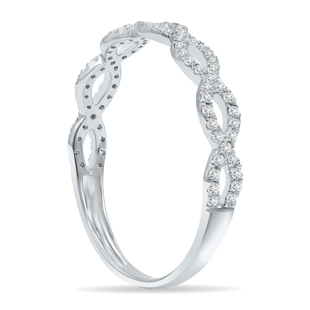 Women's 1/4 Carat TW 3mm Double Row Twisted Diamond Wedding Band In 10K White Gold