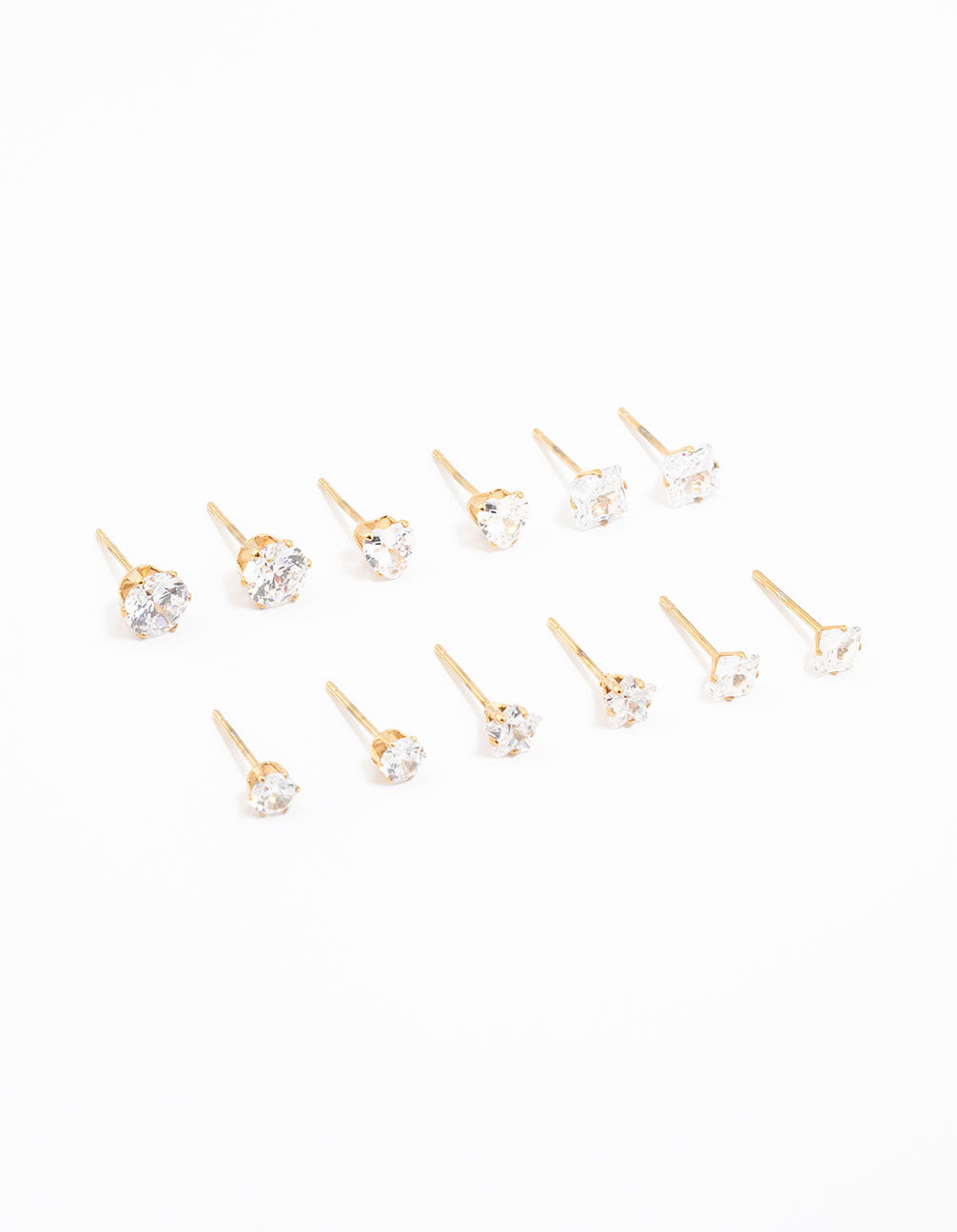 Lovisa Waterproof Gold Plated Stainless Steel Cubic Zirconia Stud Earrings 6-pack
