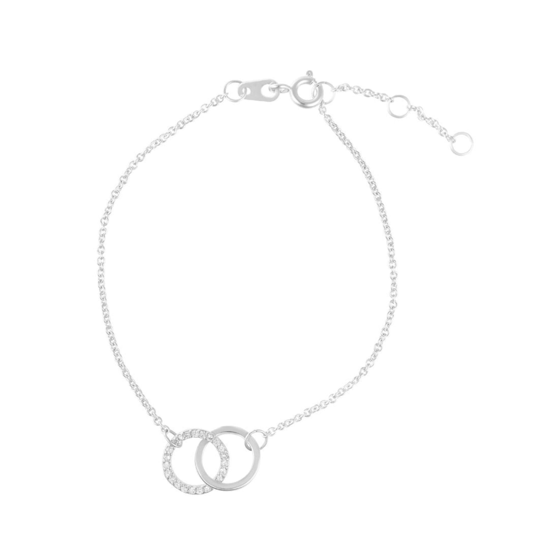 Silver Plated Adjustable Pave Cz Rings Bracelet