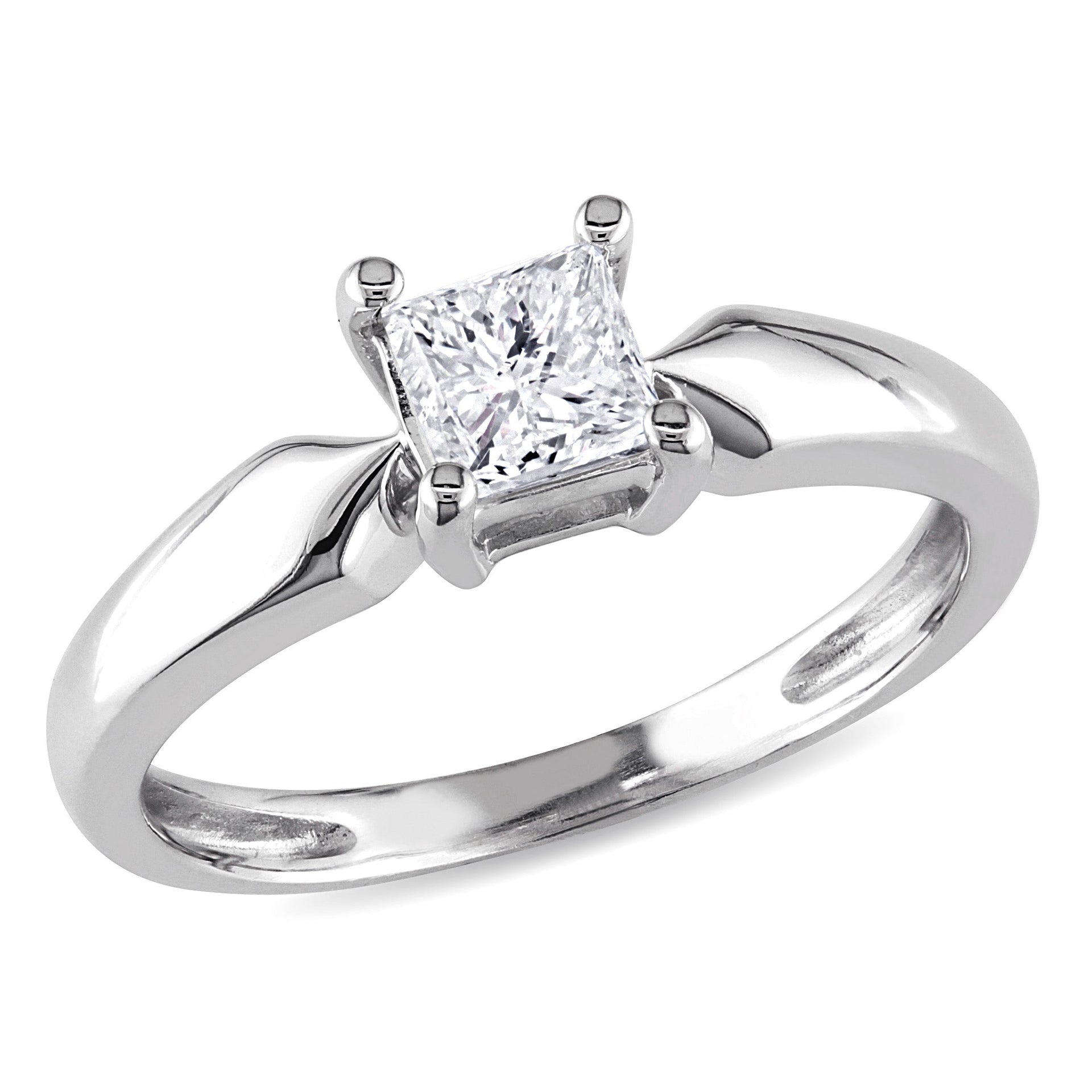 Mimi & Max 1/2ct TW Princess Cut Diamond Solitaire Ring 14k White Gold