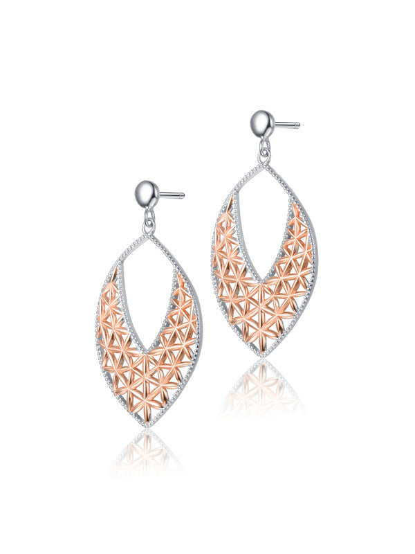 Sterling Silver Two-Tone Teardrop Dangling Earrings