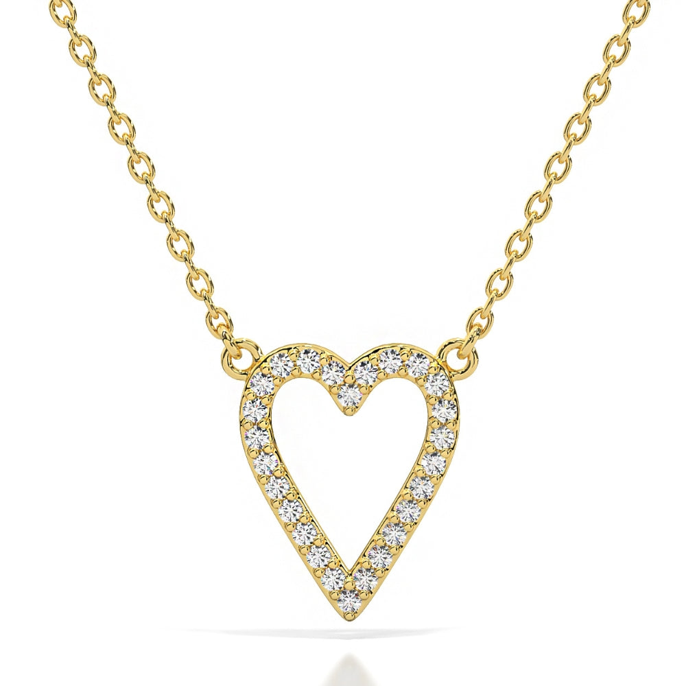 1/5Ct Diamond Heart Pendant 14k Gold 18' Necklace Lab Grown 1/2'
